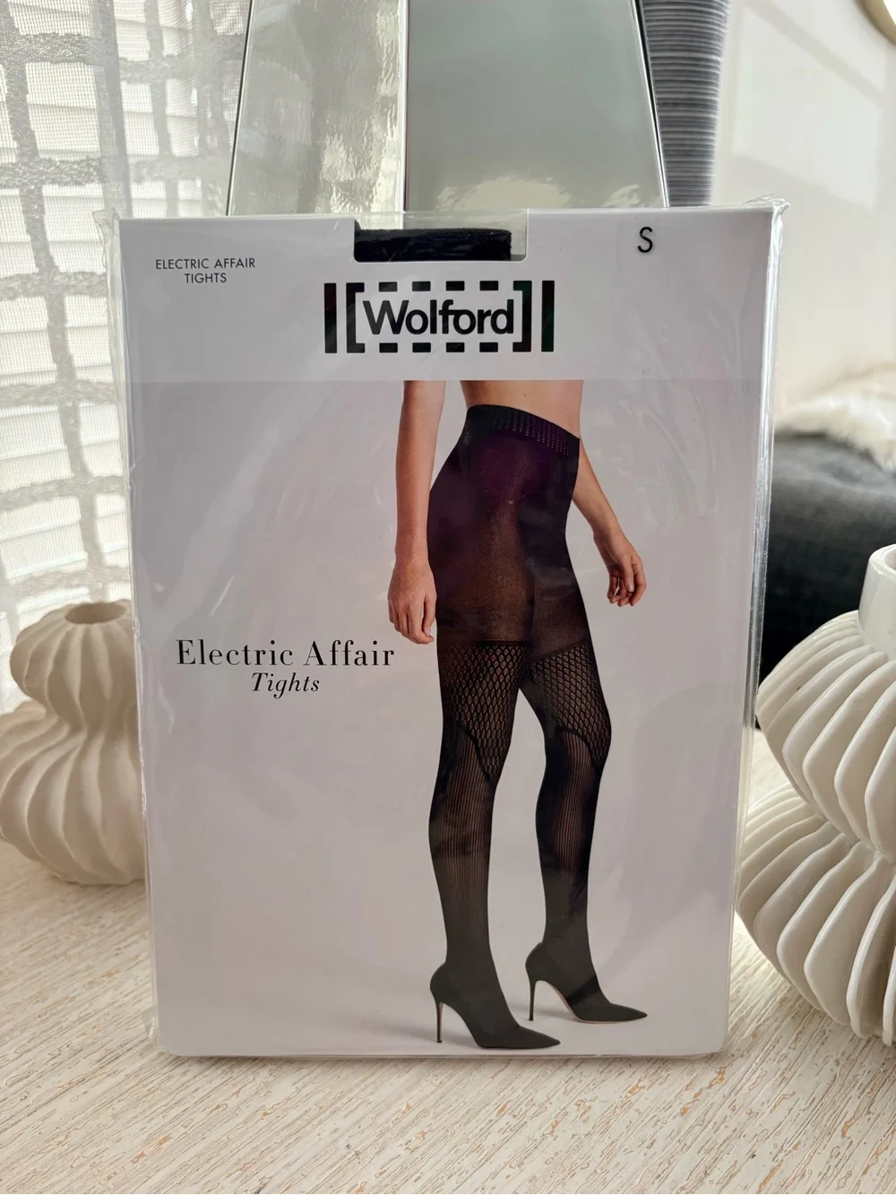NWT Wolford Electric Affair Black Tights Size S